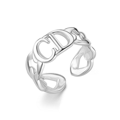 fashion plant heart shape snake titanium steel open ring