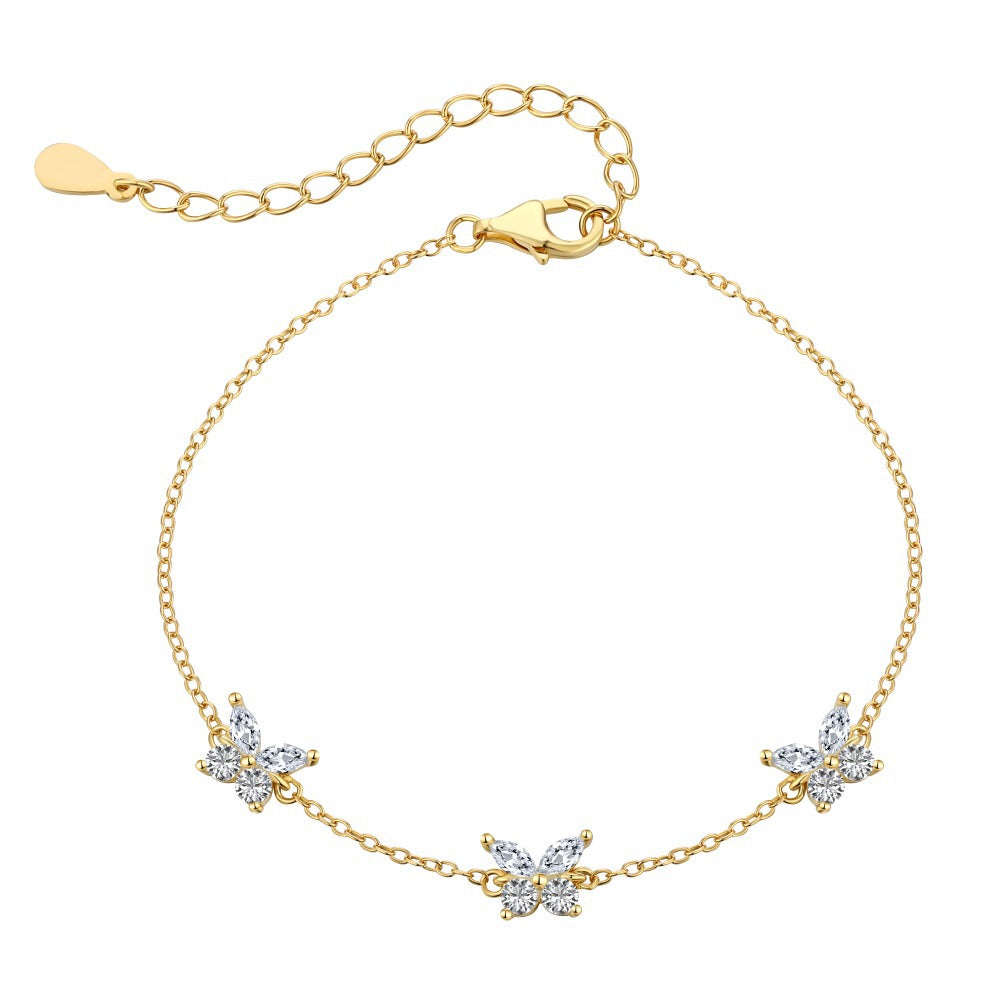 elegant butterfly sterling silver inlay zircon bracelets
