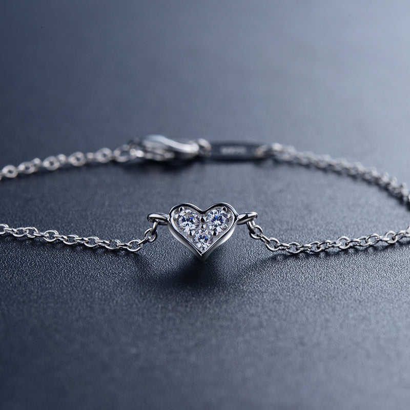 elegant heart shape sterling silver plating inlay zircon 14k gold plated rhodium plated bracelets