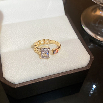pearl zircon gold plated open ring