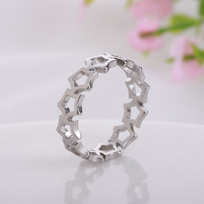 simple style leaves stainless steel ring