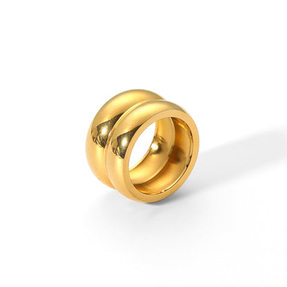 retro circle 18k gold plated ring