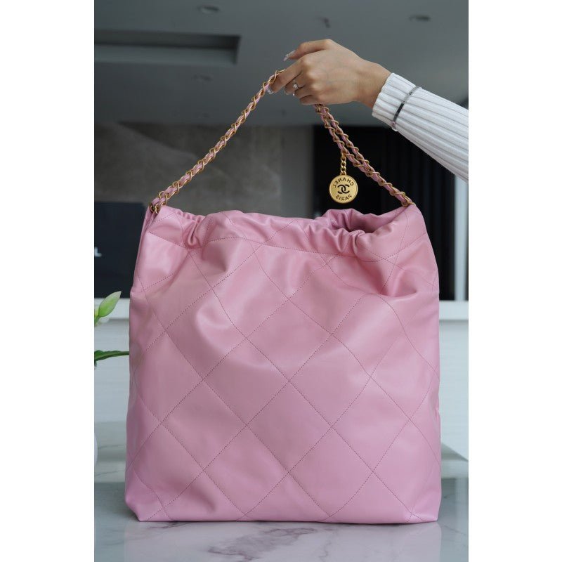 𝗖𝗛𝗔𝗡𝗘𝗟✦ 𝟐𝟐𝗣 Advanced Handcraft Workshop 𝟐𝟐 Handbag Genuine Leather Large Cherry Blossom Powder - Rachellebags
