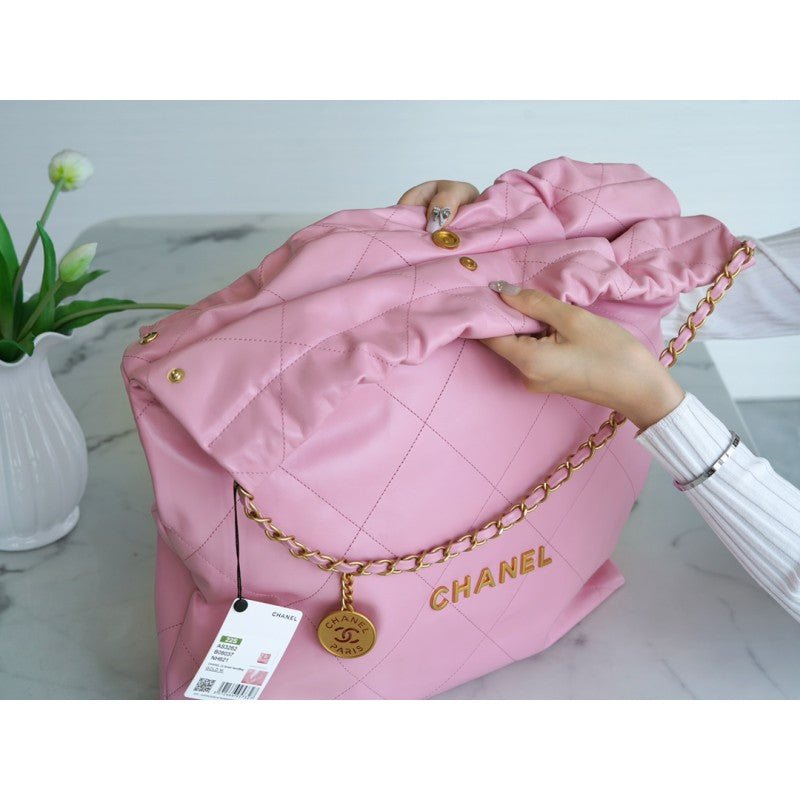 𝗖𝗛𝗔𝗡𝗘𝗟✦ 𝟐𝟐𝗣 Advanced Handcraft Workshop 𝟐𝟐 Handbag Genuine Leather Large Cherry Blossom Powder - Rachellebags