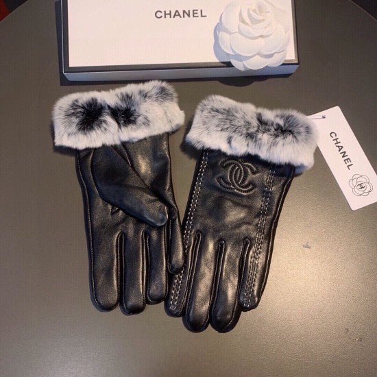 CHANEL AUTUMN AND WINTER LAZY RABBIT FUR SHEEPSKIN GLOVES CELL PHONE TOUCH SCREEN - Rachellebags